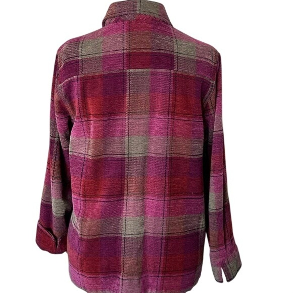 Allison Daley Red & Pink Plaid Zip Up Jacket Long Sleeve Jacket Coat Size 16W - Picture 5 of 11